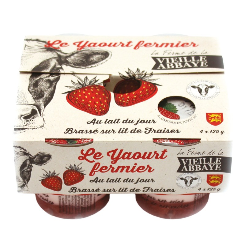 Yaourt fermier brassé sur lit de fraise Yaourt fermier brassé sur lit de fraise