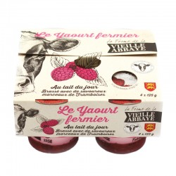 Yaourt fermier brassé sur lit de framboise