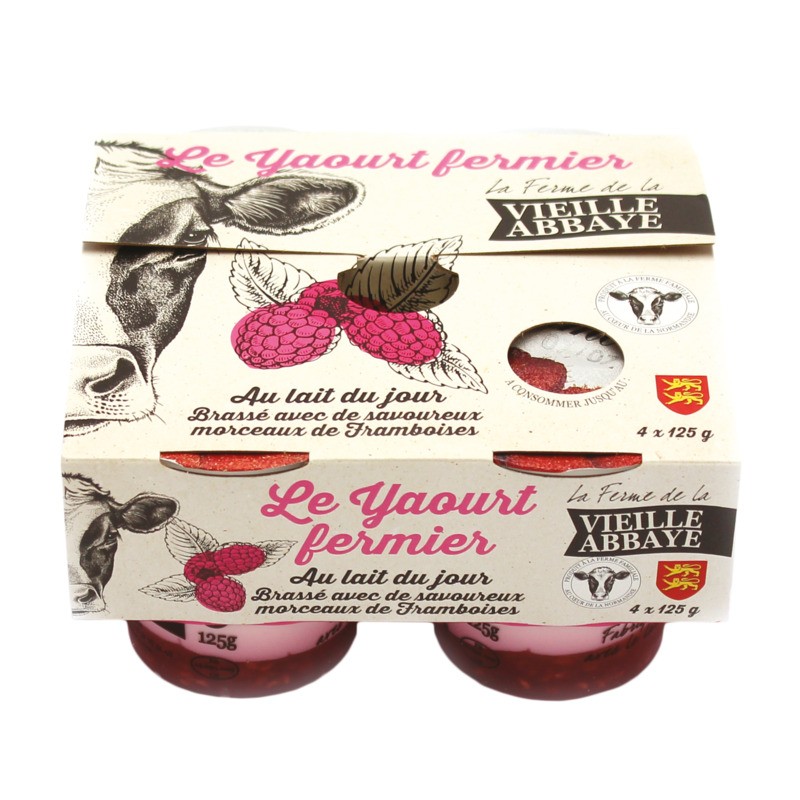 Yaourt fermier brassé sur lit de framboise Yaourt fermier brassé sur lit de framboise